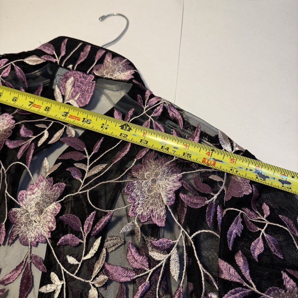 Alex Evenings Lace Floral Sheer Cardigan 1X 3/4 Sleeve Cover Up Formal Preppy - Picture 6 of 11